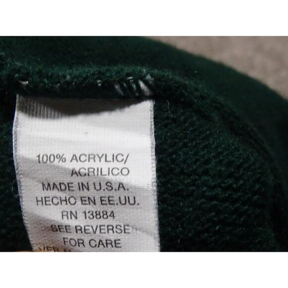 Vintage Classic Preppy Izod V-Neck Sweater Forest Green Made in USA XL Acrylic - Picture 6 of 7